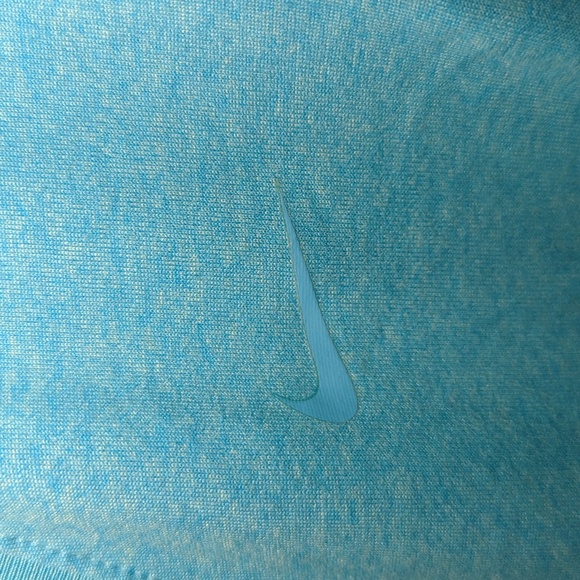 Nike Dri-Fit Blue Long Sleeve V-Neck Logo Tee Regular Fit Women's Size Medium - Picture 3 of 4